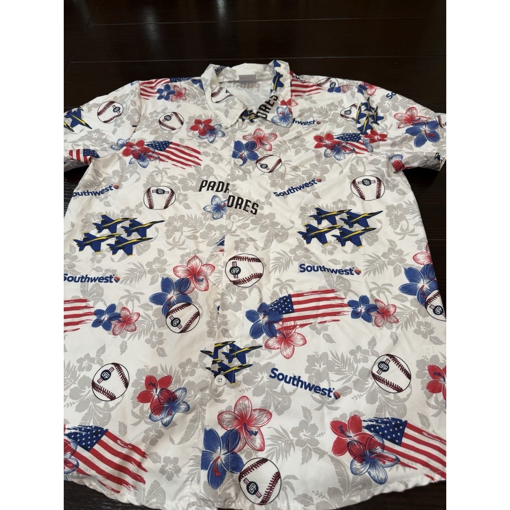 San Diego Padres Baseball Patriotic Hawaiian Aloha Shirt XL Southwest Shirt